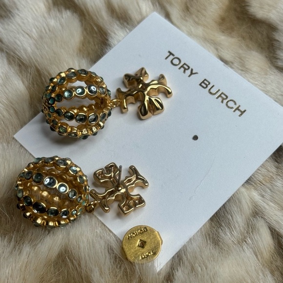 Tory Burch Gold Earrings with Turquoise Details - Picture 3 of 4
